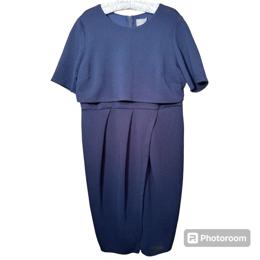 ASOS Navy Textured Midi Dress